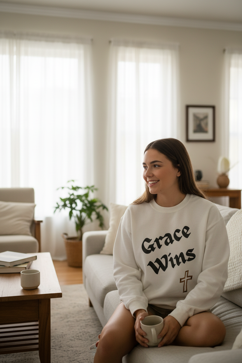 White Sweatshirt Worn