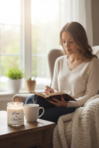 Woman's Morning Devotional with Candle