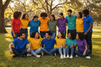 Youth Group Wearing T-Shirts - Outdoor